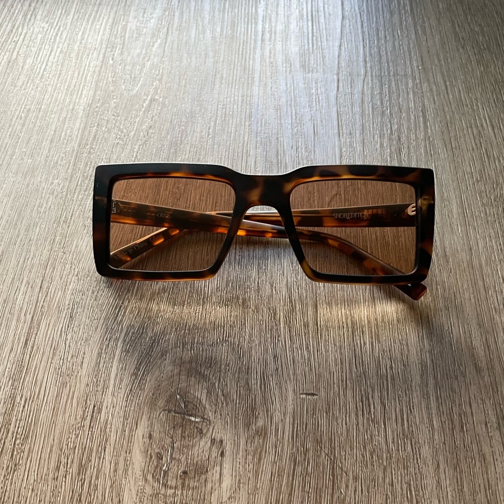 otra shoreditch tortoise brown & black square retro sunglasses eyewear NEW